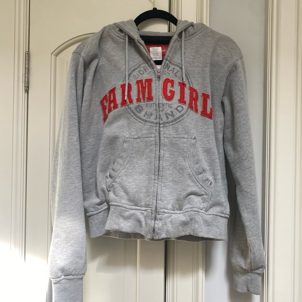 Farm Girl Grey Zip-Up Sweater